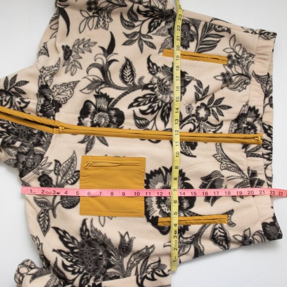 Anthropologie Daily Practice Fleece Jacket Floral Cream Black Yellow Size Medium - Picture 8 of 8